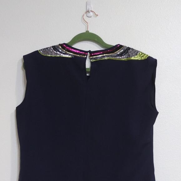 Olive & Oak Navy Sequin Blouse Sz M - Picture 8 of 11